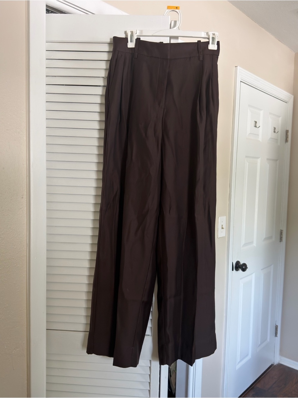 H&M Wide-Leg High-Waist Pants in Dark Brown